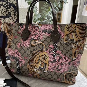 SOLD RARE Gucci Bengal Tiger Shoulder Tote GG Print Leather
